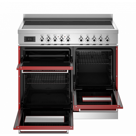 BERTAZZONI PRO10 5I 3E RO T Ηλεκτρική Κουζίνα με 3 Φούρνους και Επαγωγικές Εστίες 100cm Κόκκινο